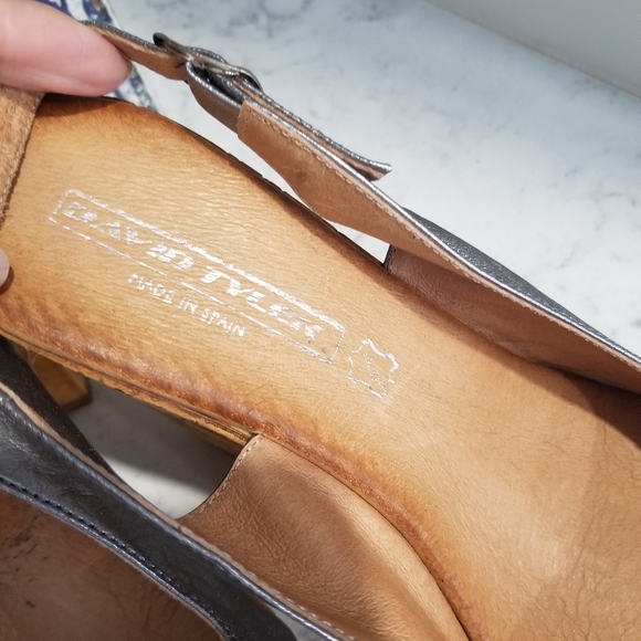 👡 DAVID TYLER SILVER LEATHER PLATFORM SANDALS - Picture 3 of 7